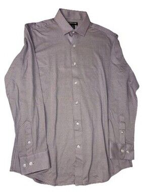 Kirkland Men's Modern Fit Knit Button Up Dress Shirt. Mulberry, Size M, 15-16